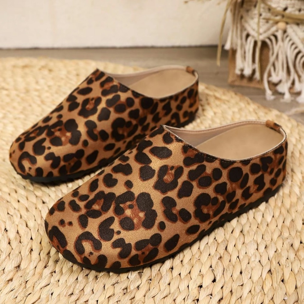 Leopard Print slide on shoes